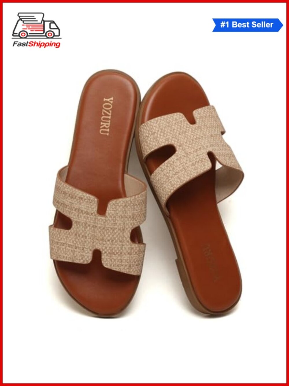 ✨ Womens Flat Sandals Dressy Summer Slides Comfortable Leather Sandals